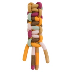 Sculpture en fibres nouées de 11" x 50", tenture murale en macramé, KNITKNOT n° 6