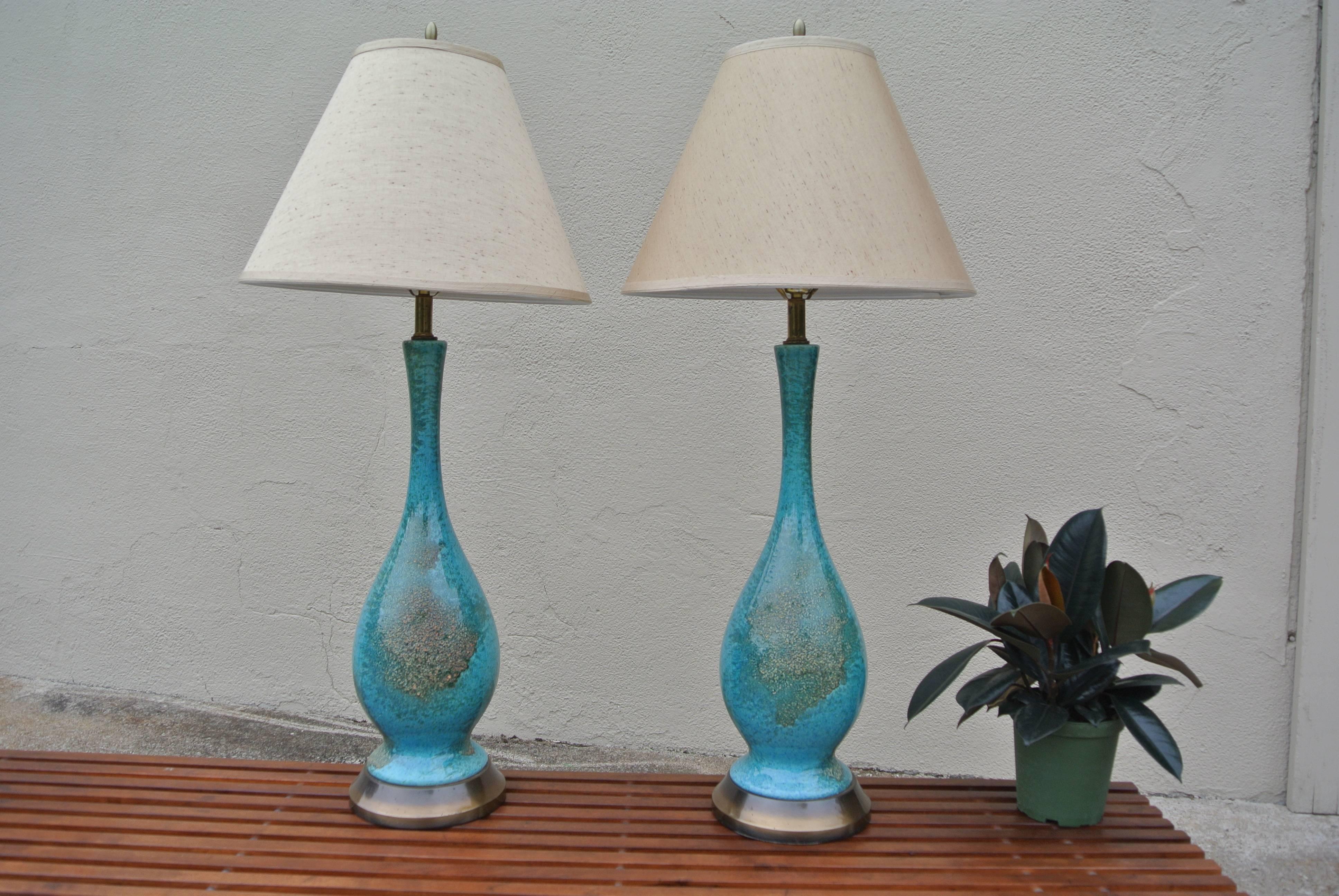 Mid-Century Modern Ceramic Glazed Table Lamps For Sale