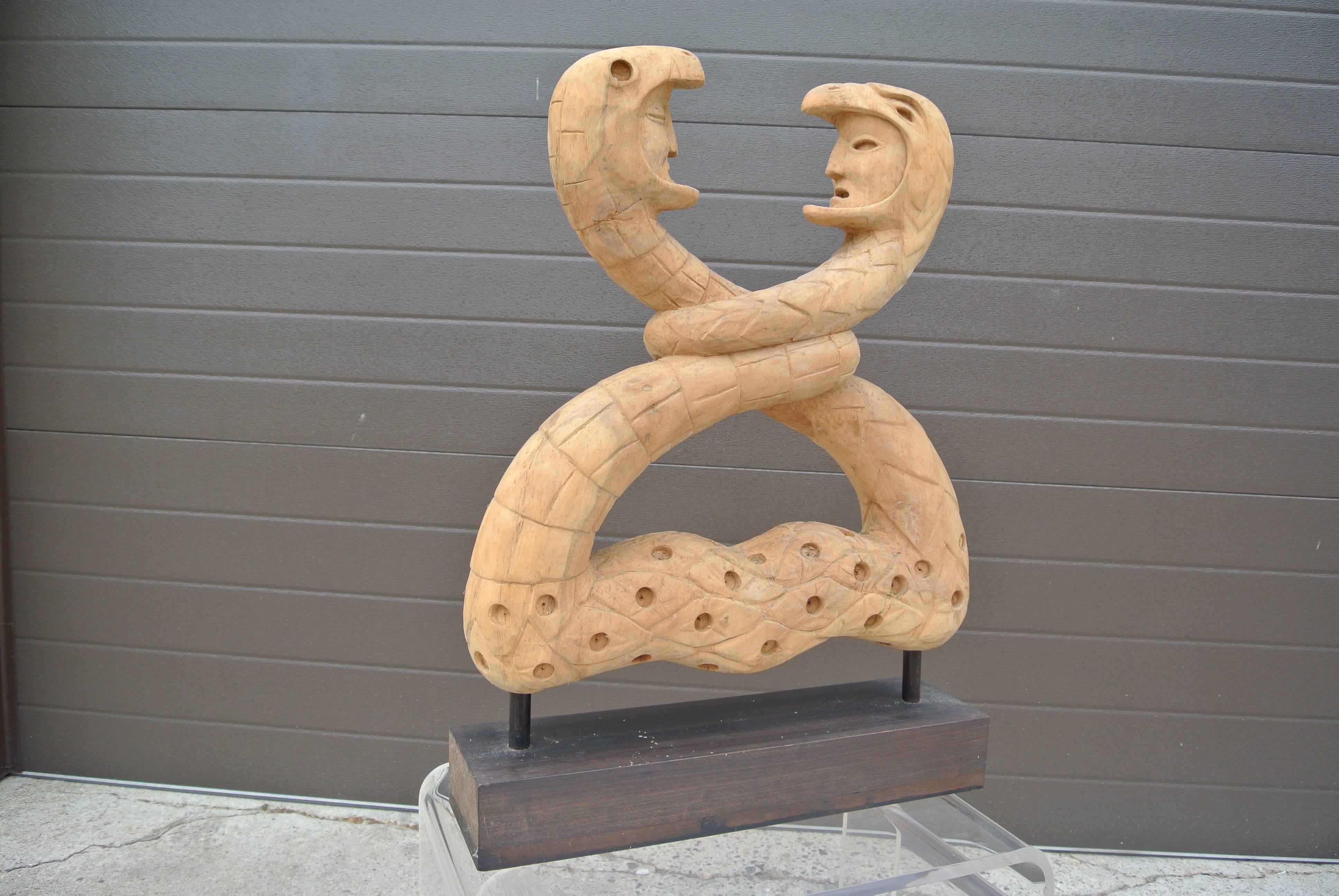 Carved Wood Snake Sculpture at 1stDibs wooden snake sculpture