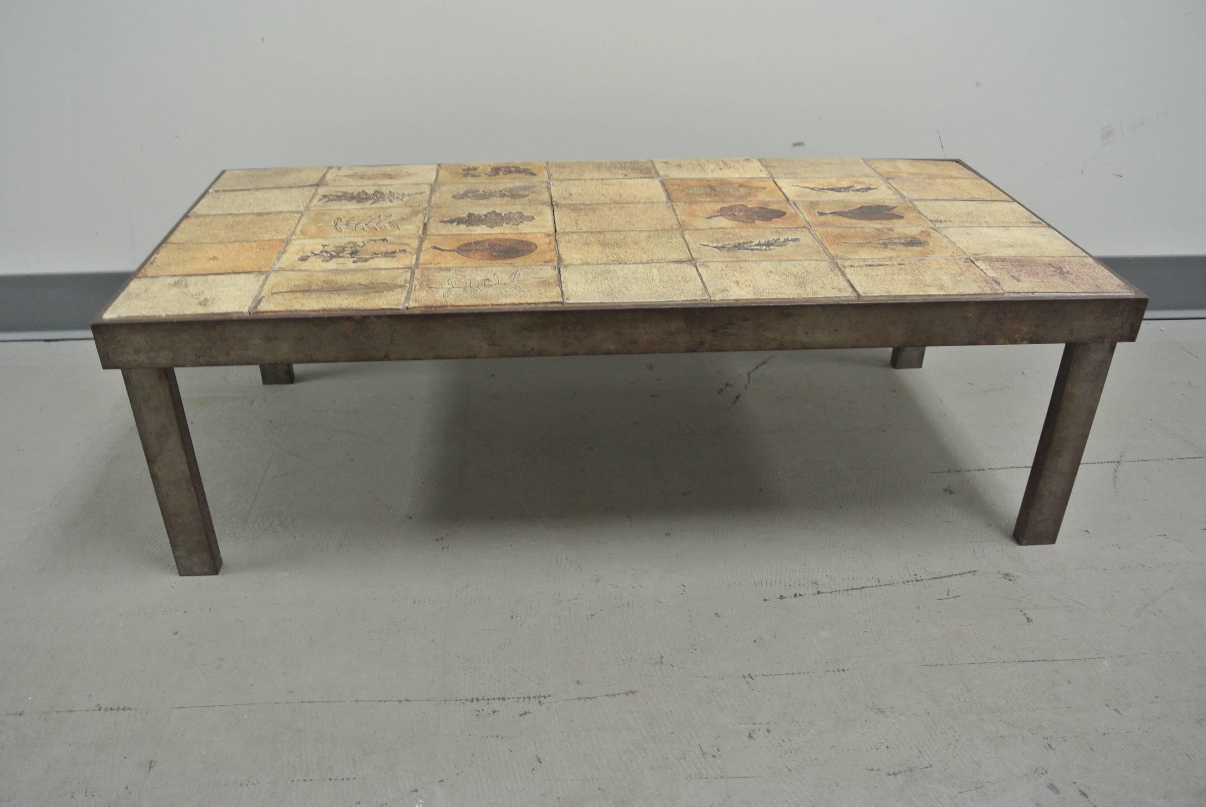 French Garrigue Tile Coffee Table by Roger Capron 