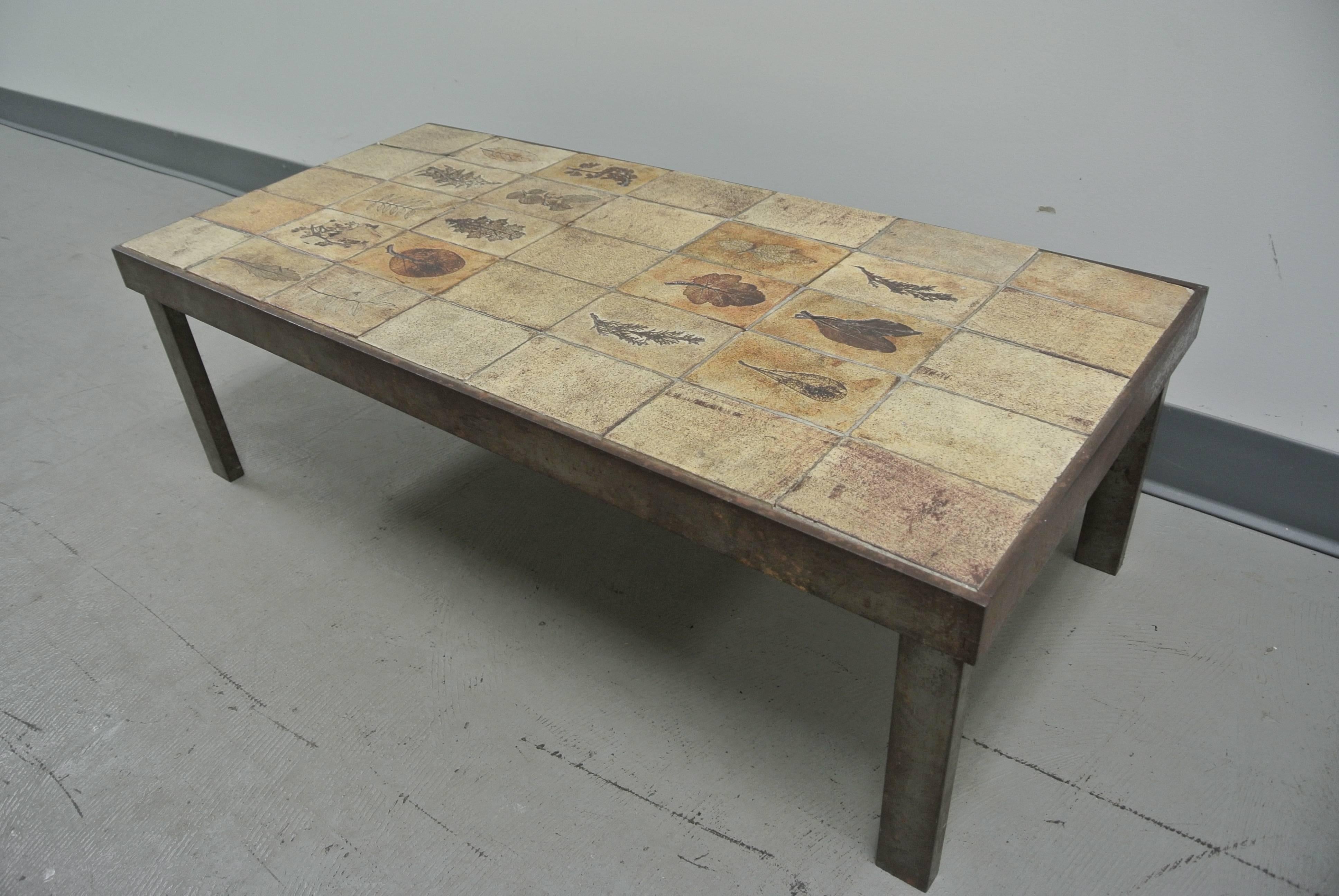 Metal and Tile Coffee Table w. Garrigue Tiles by Roger Capron
