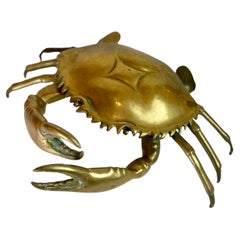 Large Vintage Brass Crab Sculpture-Box