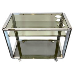 Space Age Chrome and Smoked Glass Bar Cart, 1970s
