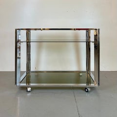 Space Age Chrome and Smoked Glass Bar Cart, 1970s