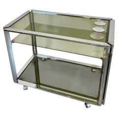 Space Age Chrome and Smoked Glass Bar Cart, 1970s
