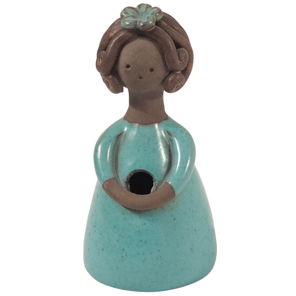 Colette Gueden Sea-Green Glazed Ceramic Flower Vase