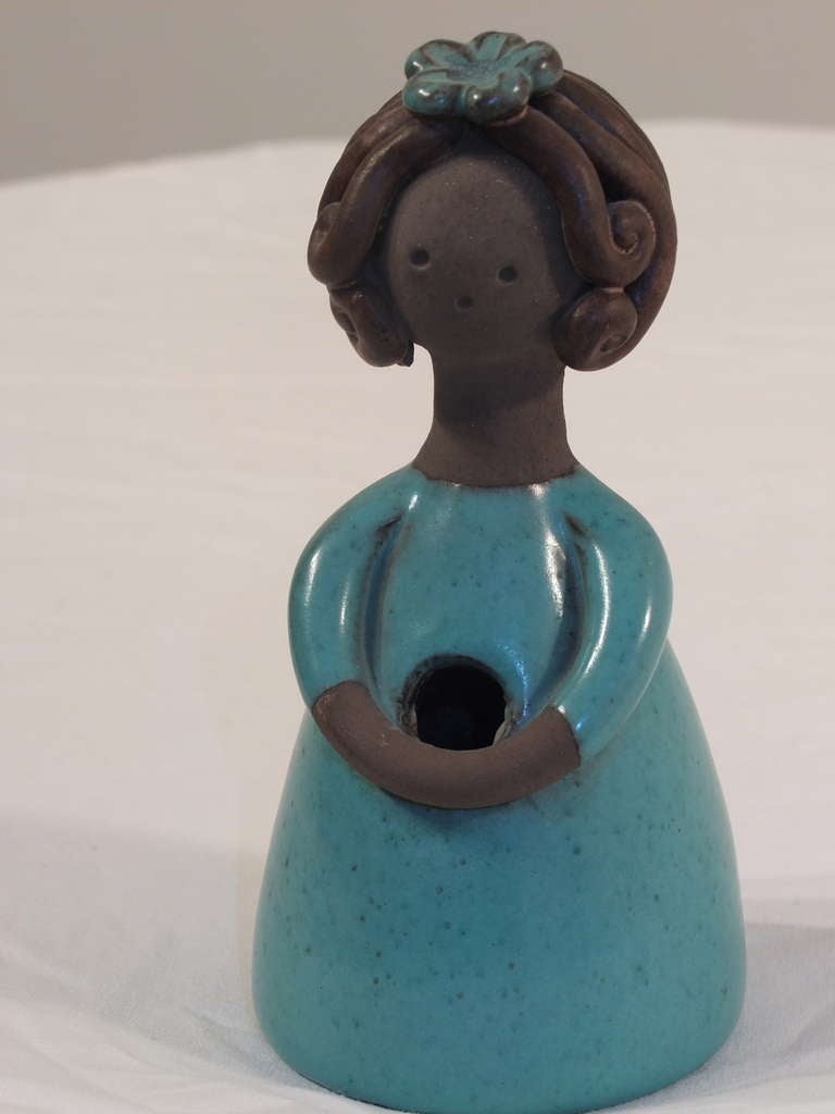 Colette Gueden Sea-Green Glazed Ceramic Flower Vase In Excellent Condition In London, GB