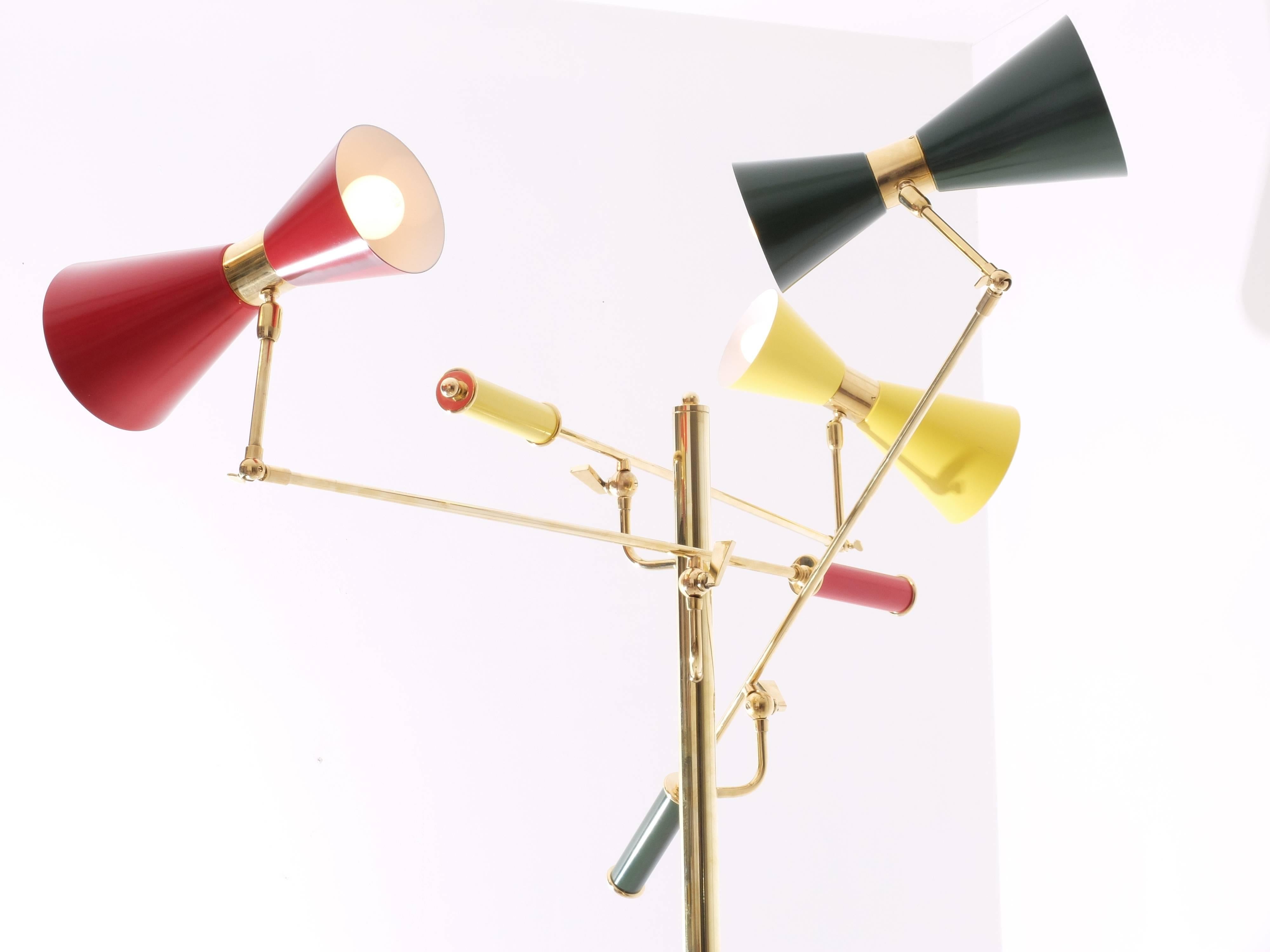 Lacquered Arredoluce Brass 'Triennale' Floor Lamp For Sale