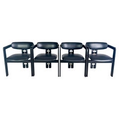 Set 4er originale Pamplona Stühle Pozzi Augusto Savini Leder