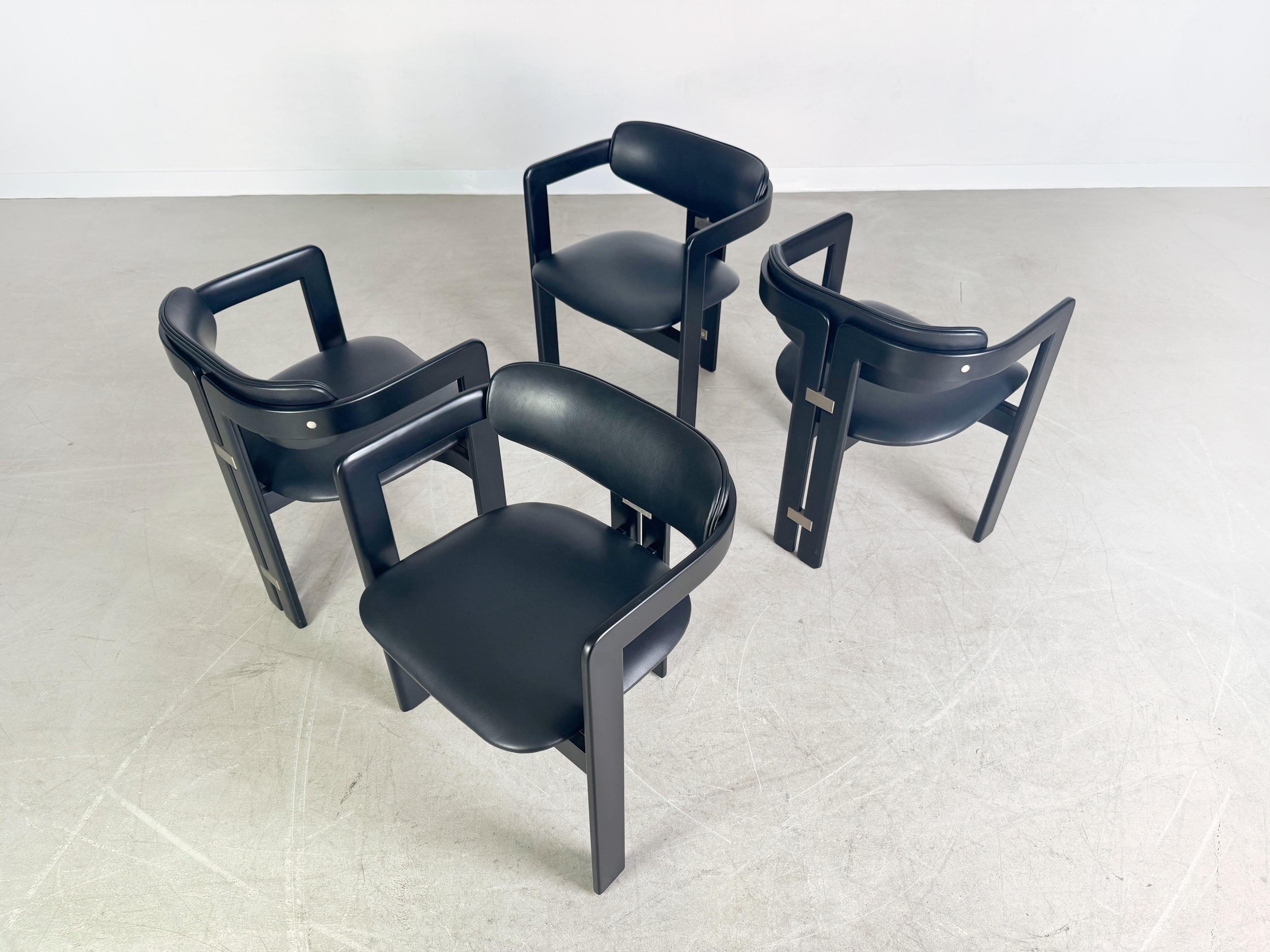 Pelle Set 4er originale Pamplona Stühle Pozzi Augusto Savini Leder in vendita
