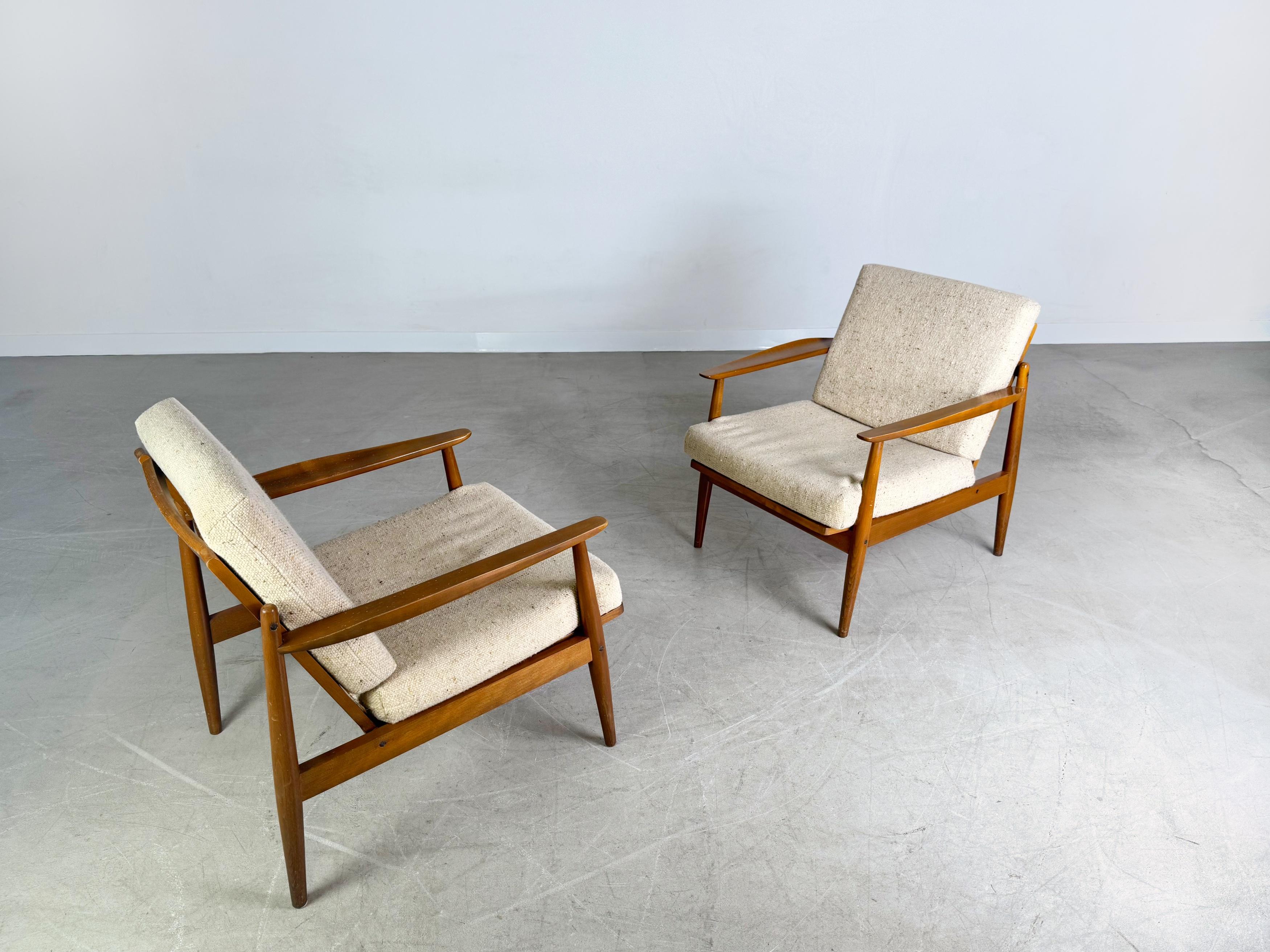 2x Sillón Sessel de mediados de siglo infierno Vintage 1960 Lounge Stuhl Madera en venta
