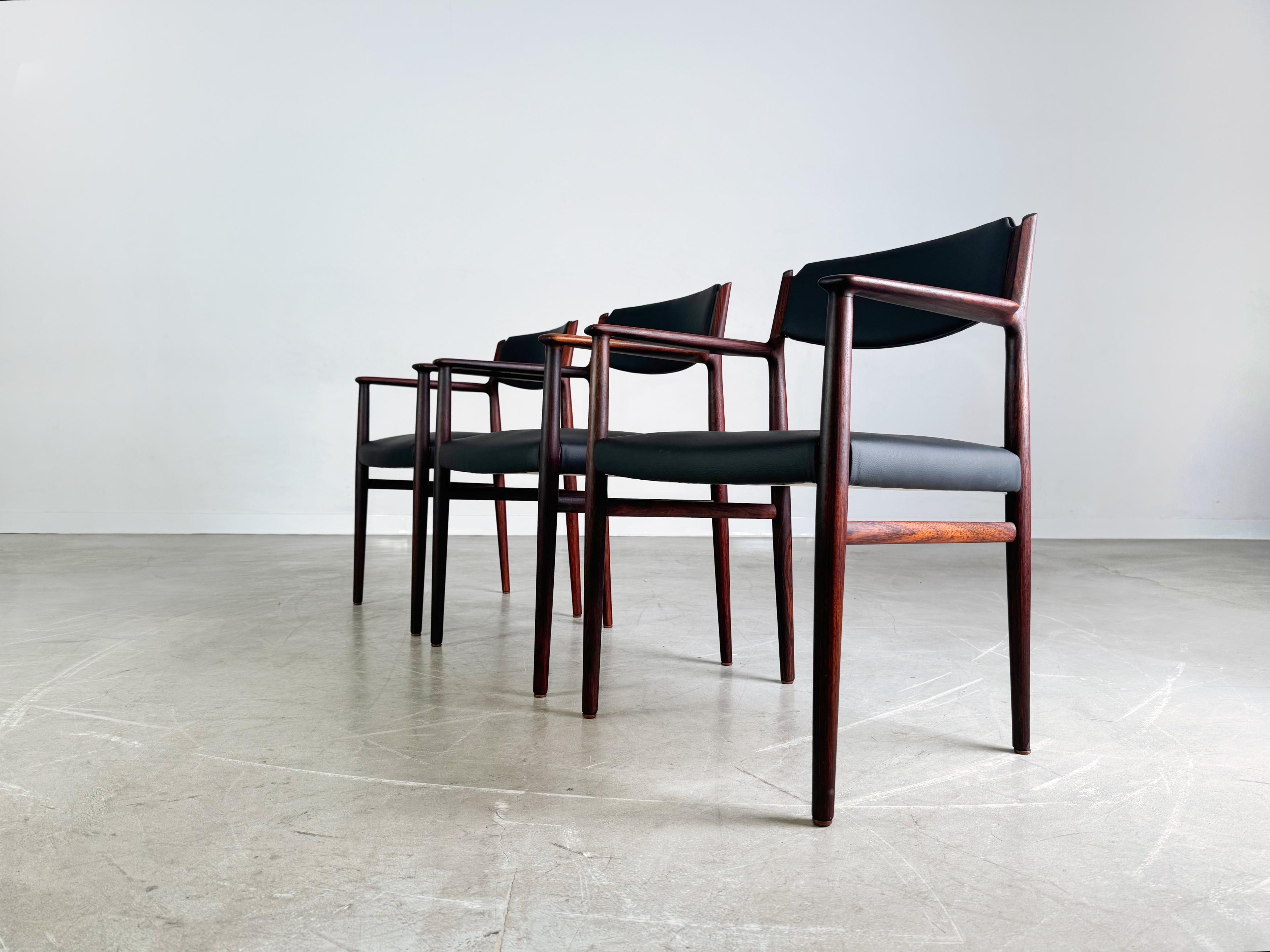 3x Arne Vodder Midcentury Stuhl P. Olsen Sibast Palisander danish Bon état - En vente à Berlin, DE