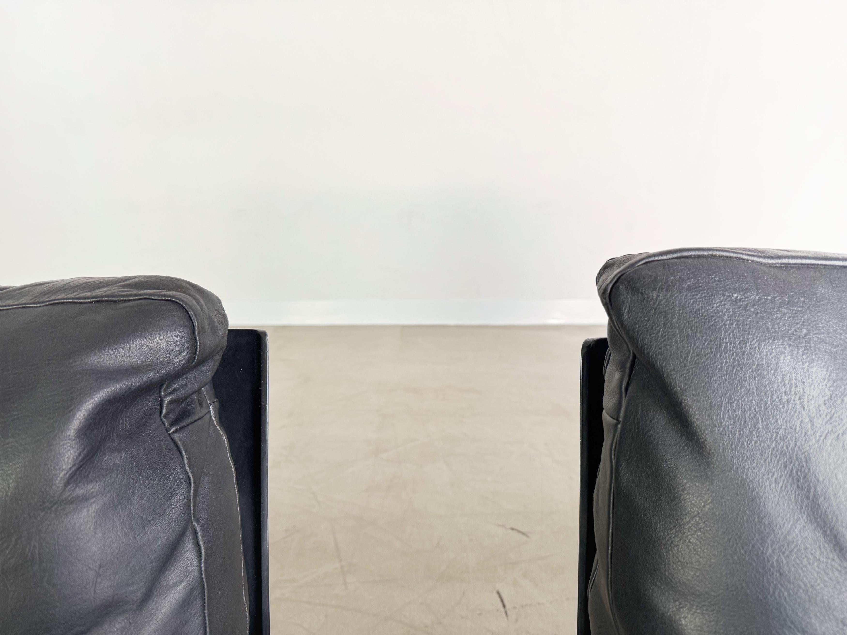 2x Dieter Rams Midcentury Sessel RZ 62 Vitsoe 620 schwarz Cuero en venta