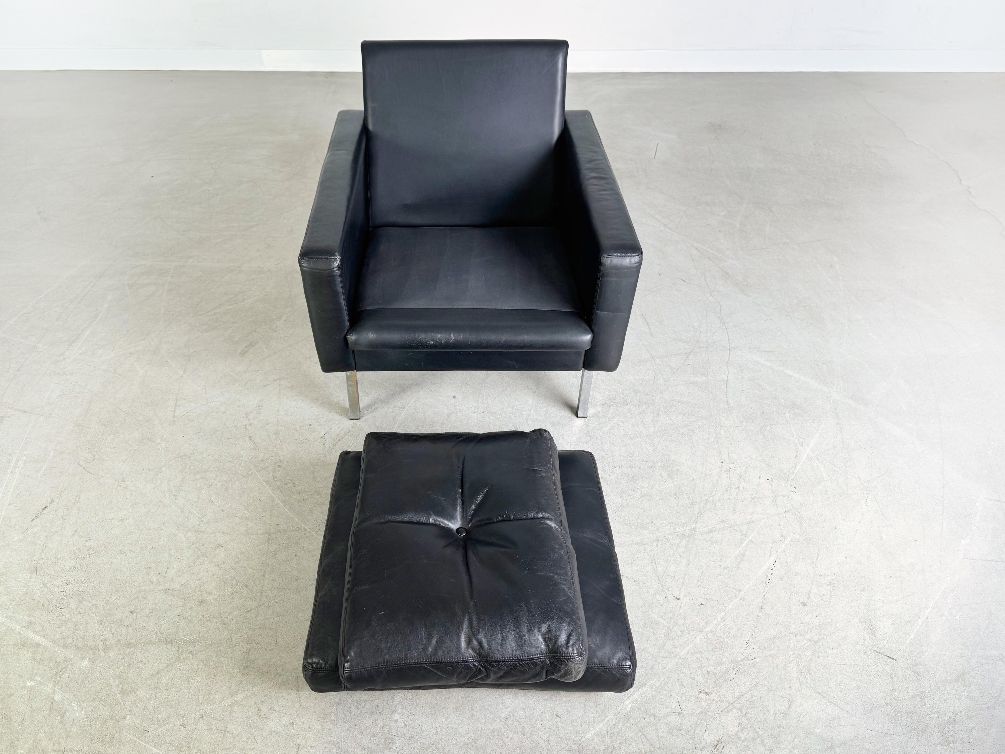 Mid-Century Modern 2er Set Midcentury Sessel Vintage Leder schwarz 1960s Armlehnen For Sale