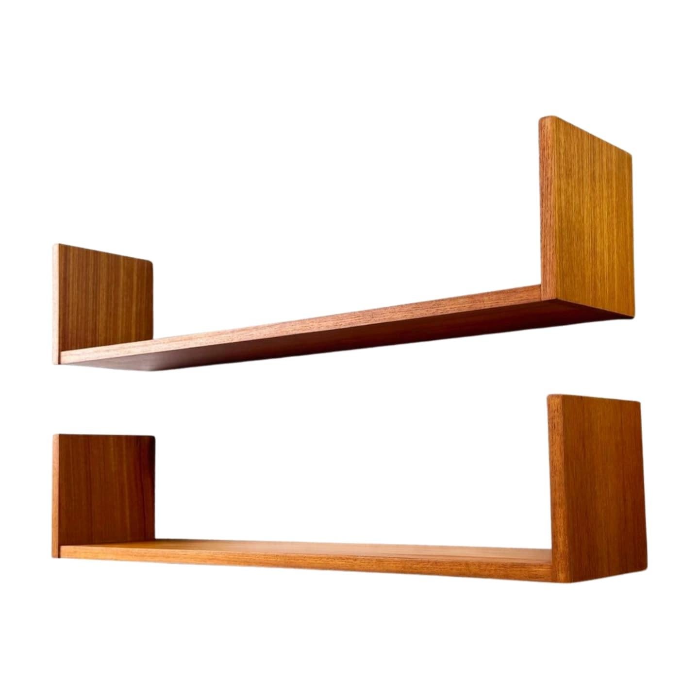 Mid-Century Modern Original 2er Set Midcentury Wandregal Regalbretter schwebend Teak For Sale