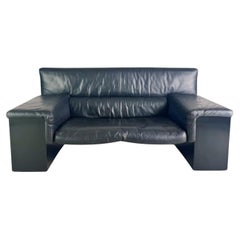 Original Knoll Brigadier Zweisitzer Leder schwarz Cini Boeri 1980