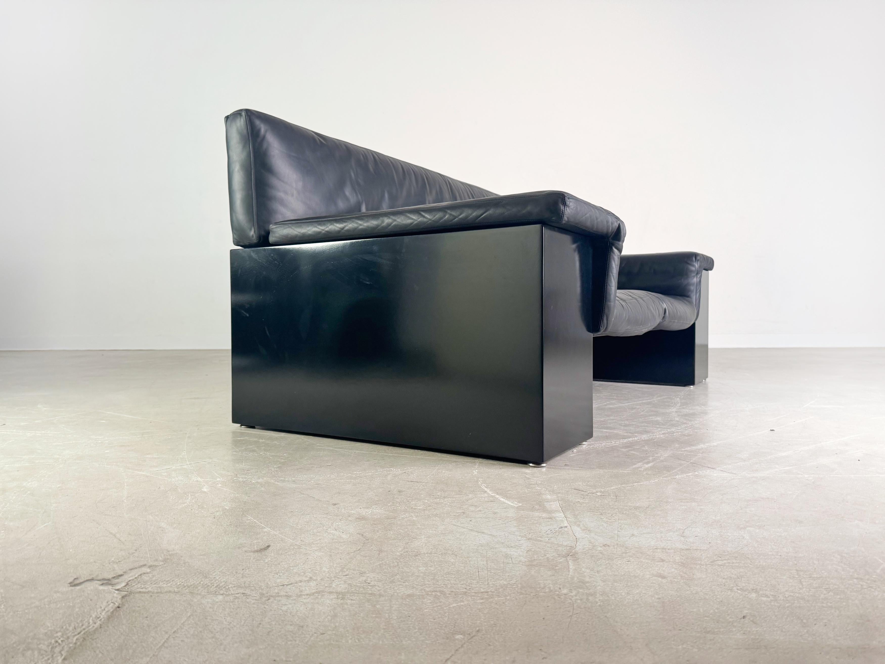 Original Knoll Brigadier Zweisitzer Leder schwarz Cini Boeri 1980 In Good Condition For Sale In Berlin, DE