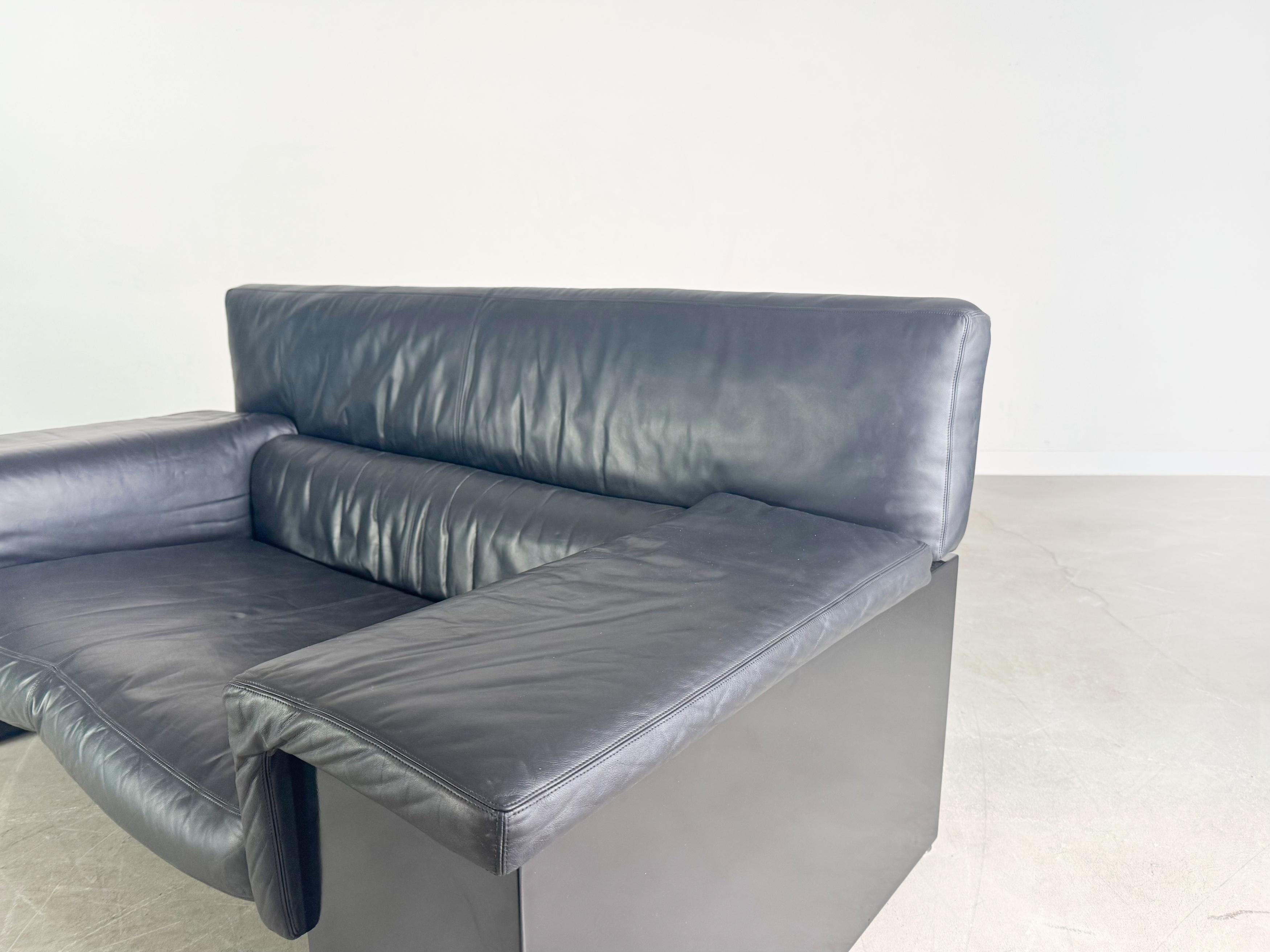 Original Knoll Brigadier Zweisitzer Leder schwarz Cini Boeri 1980 For Sale 1
