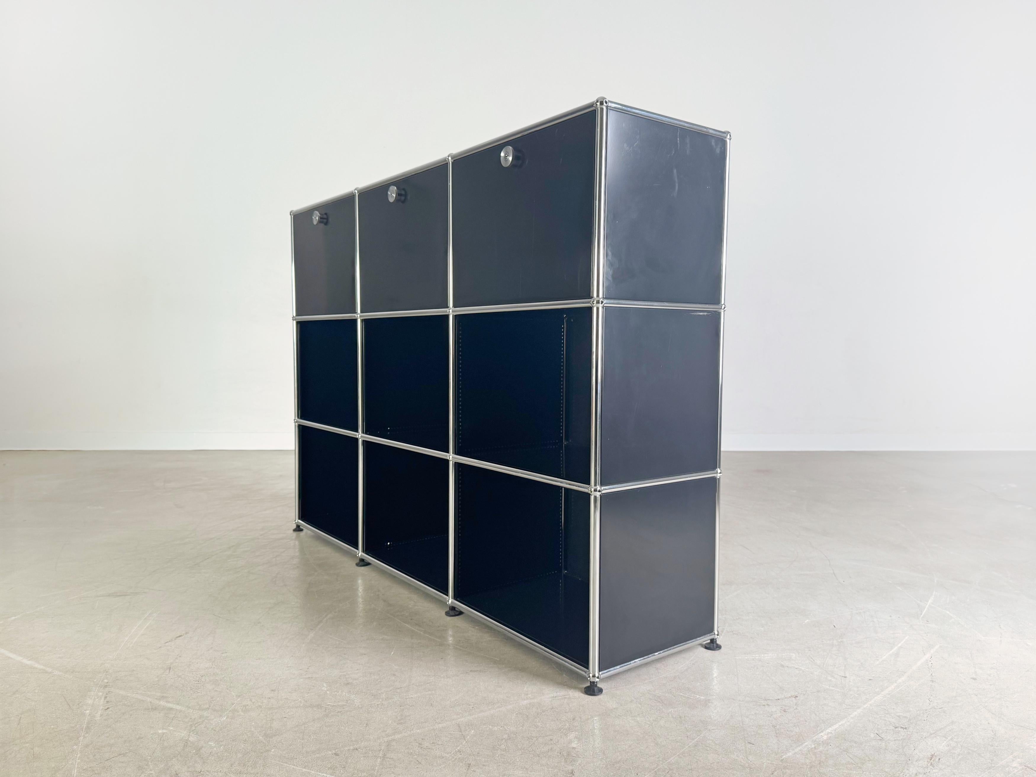 Svizzero Credenza originale Usm Haller 3x3 Kommode Design Regal schwarz in vendita