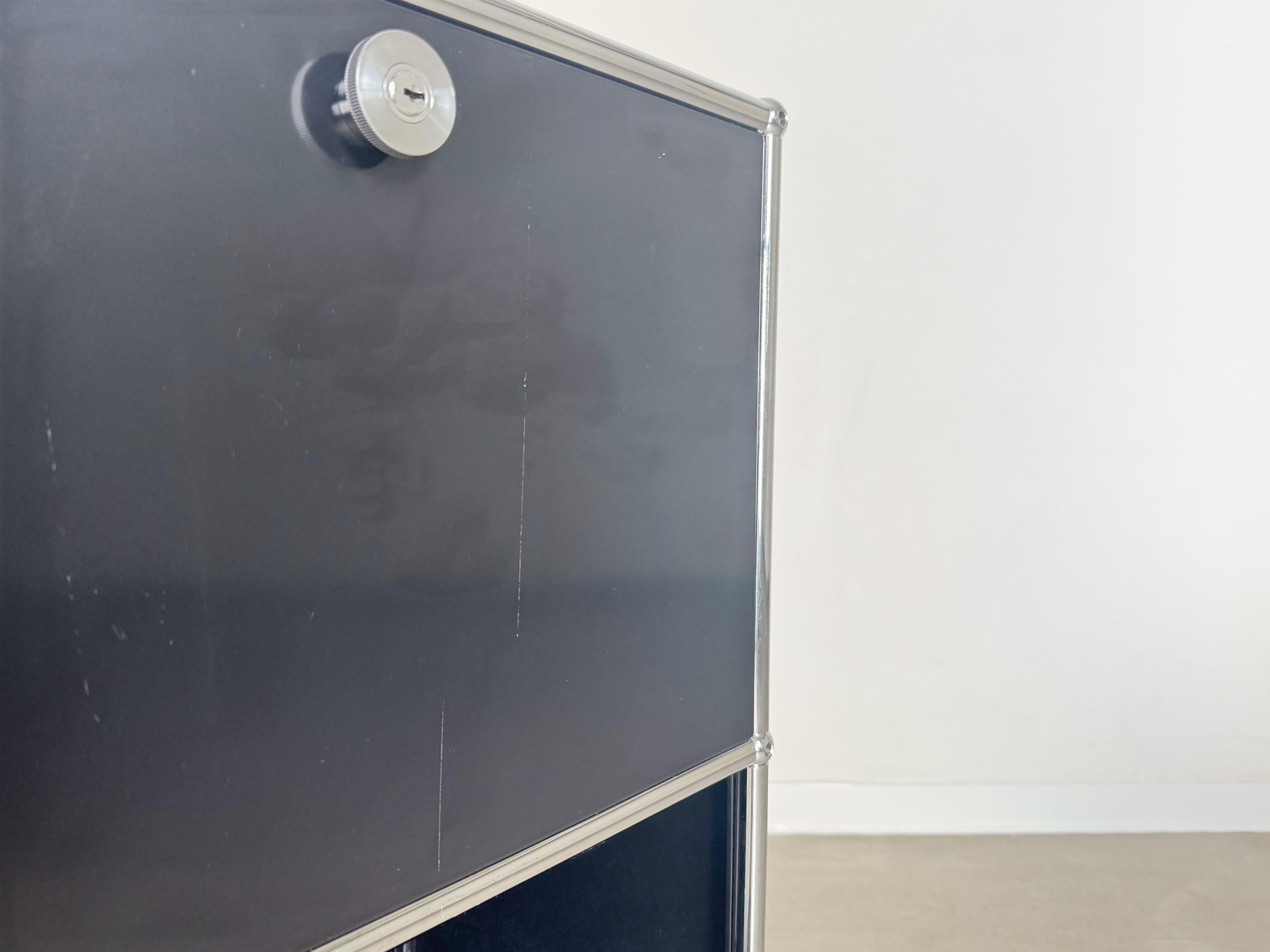 Metallo Credenza originale Usm Haller 3x3 Kommode Design Regal schwarz in vendita