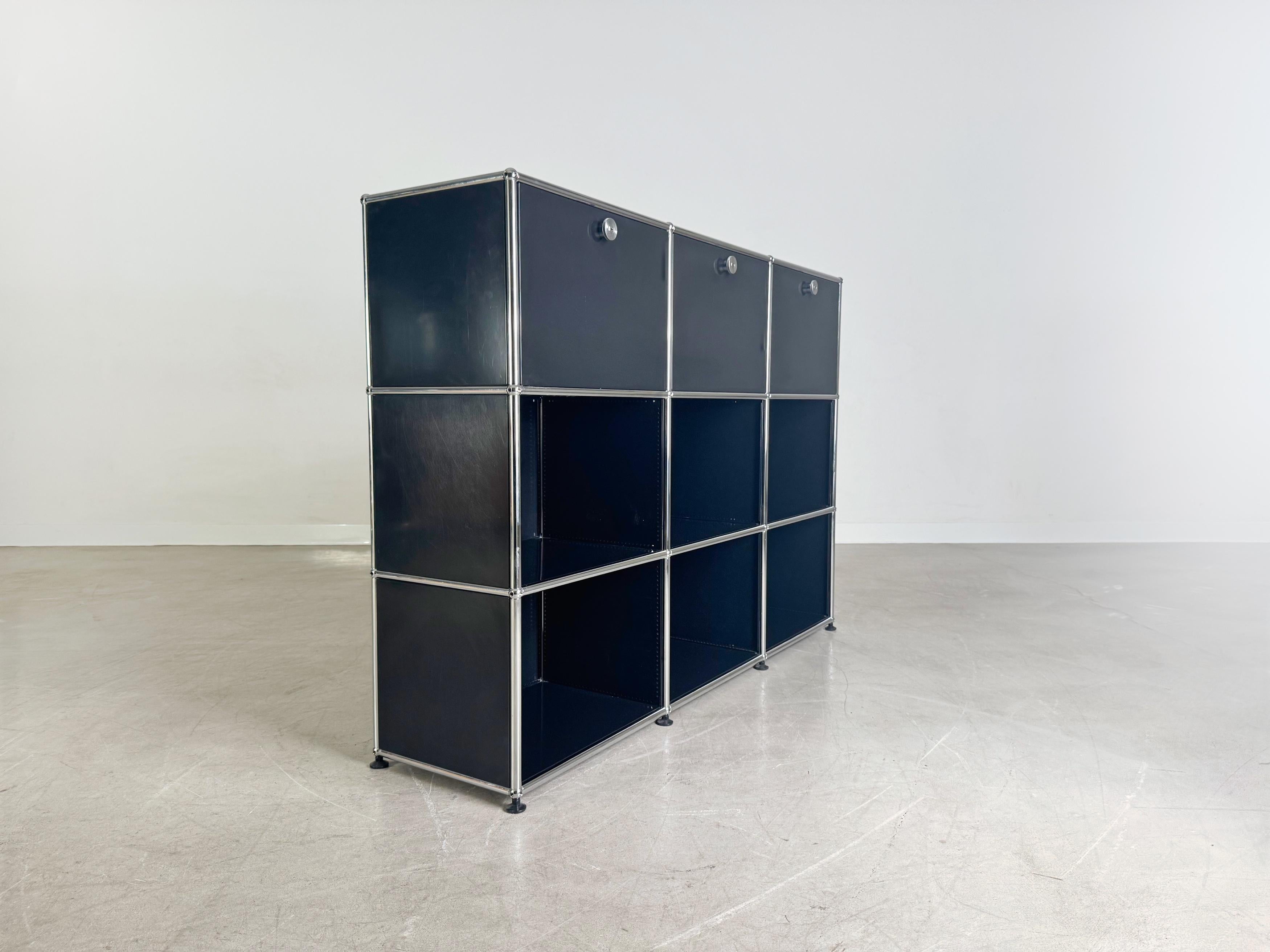 Credenza originale Usm Haller 3x3 Kommode Design Regal schwarz In condizioni buone in vendita a Berlin, DE