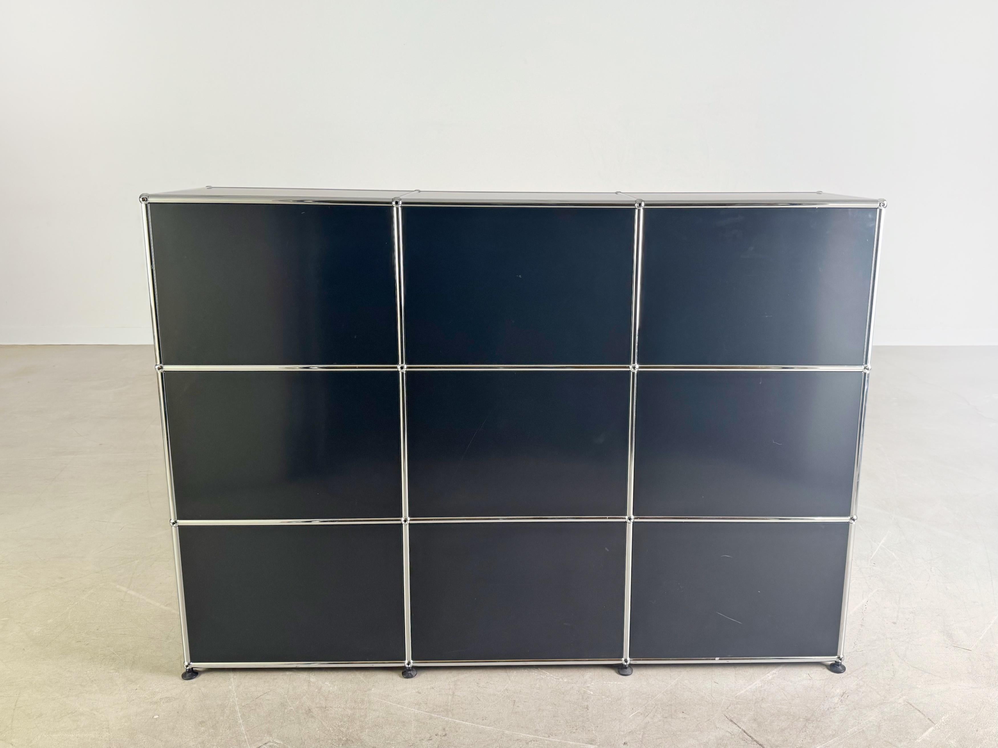 Credenza originale Usm Haller 3x3 Kommode Design Regal schwarz in vendita 1