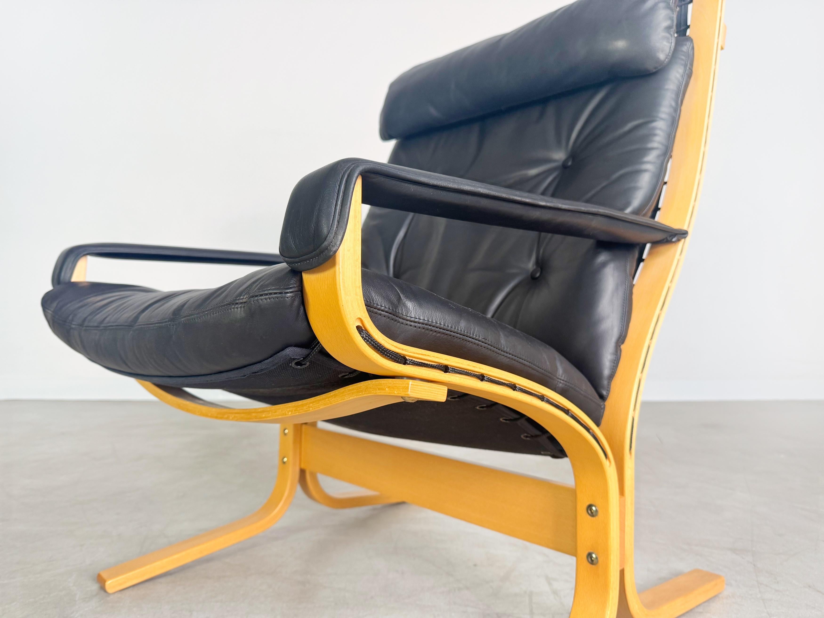 Midcentury Sessel Siesta Westnofa Ingmar Relling Leder schwarz im Angebot 1