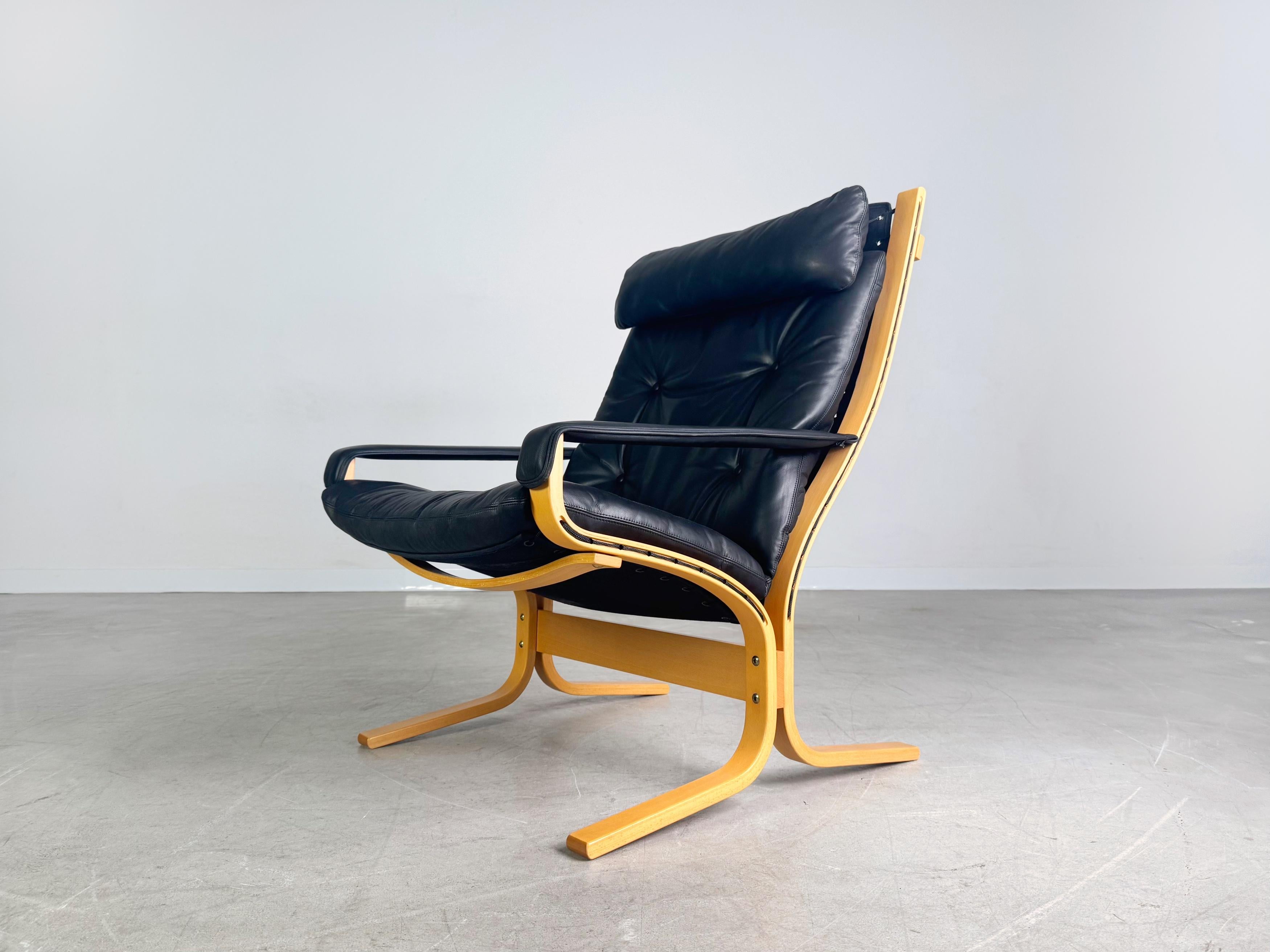 Midcentury Sessel Siesta Westnofa Ingmar Relling Leder schwarz im Zustand „Gut“ im Angebot in Berlin, DE