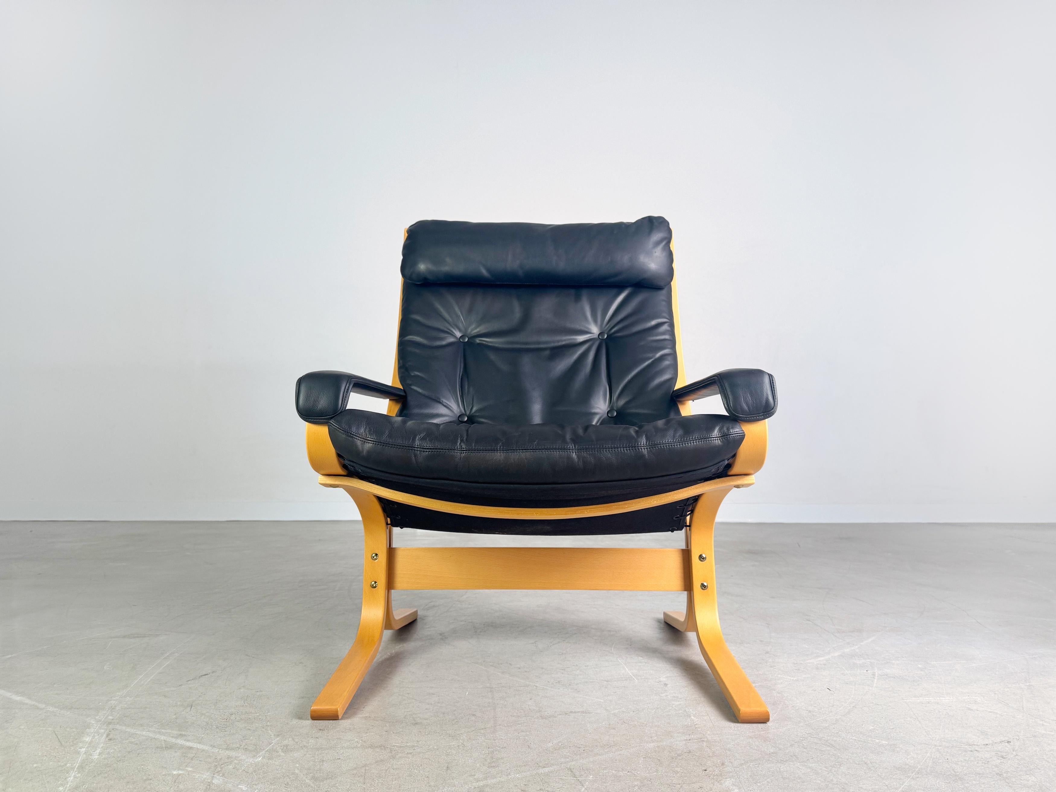 Midcentury Sessel Siesta Westnofa Ingmar Relling Leder schwarz (Moderne der Mitte des Jahrhunderts) im Angebot