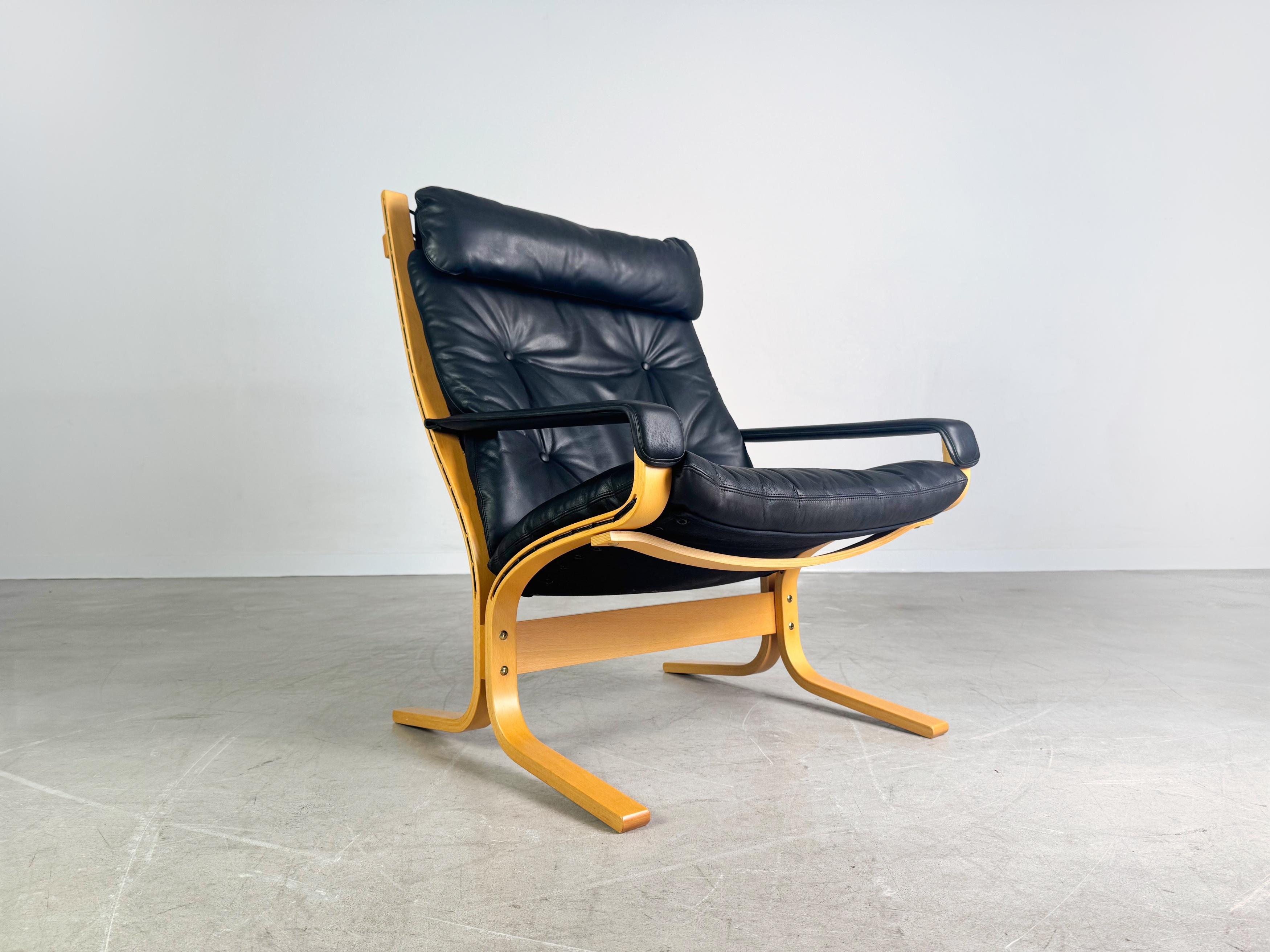 Midcentury Sessel Siesta Westnofa Ingmar Relling Leder schwarz (Norwegisch) im Angebot