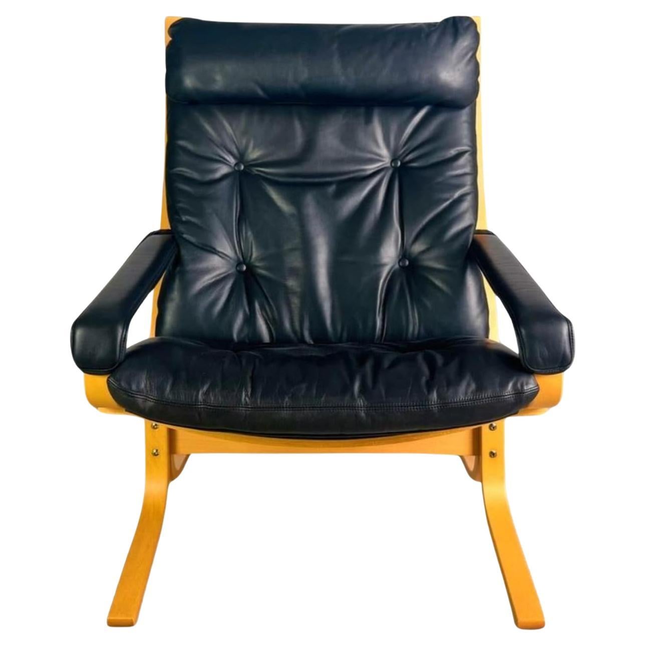 Midcentury Sessel Siesta Westnofa Ingmar Relling Leder schwarz im Angebot