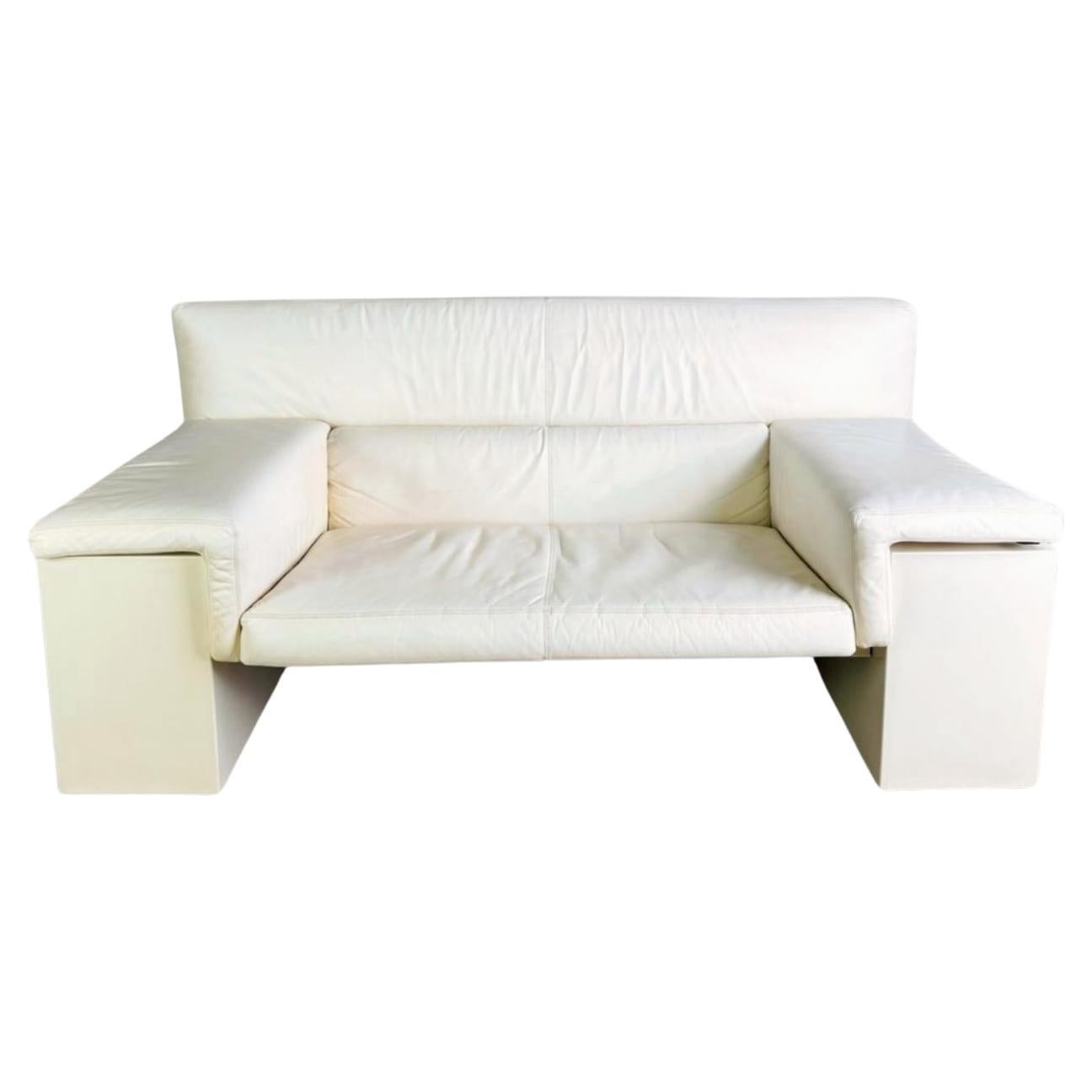 Original Knoll Brigadier Zweisitzer Leder weiß Cini Boeri 1980