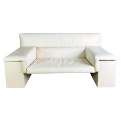 Originale Knoll Brigadier Zweisitzer Leder weiß Cini Boeri 1980