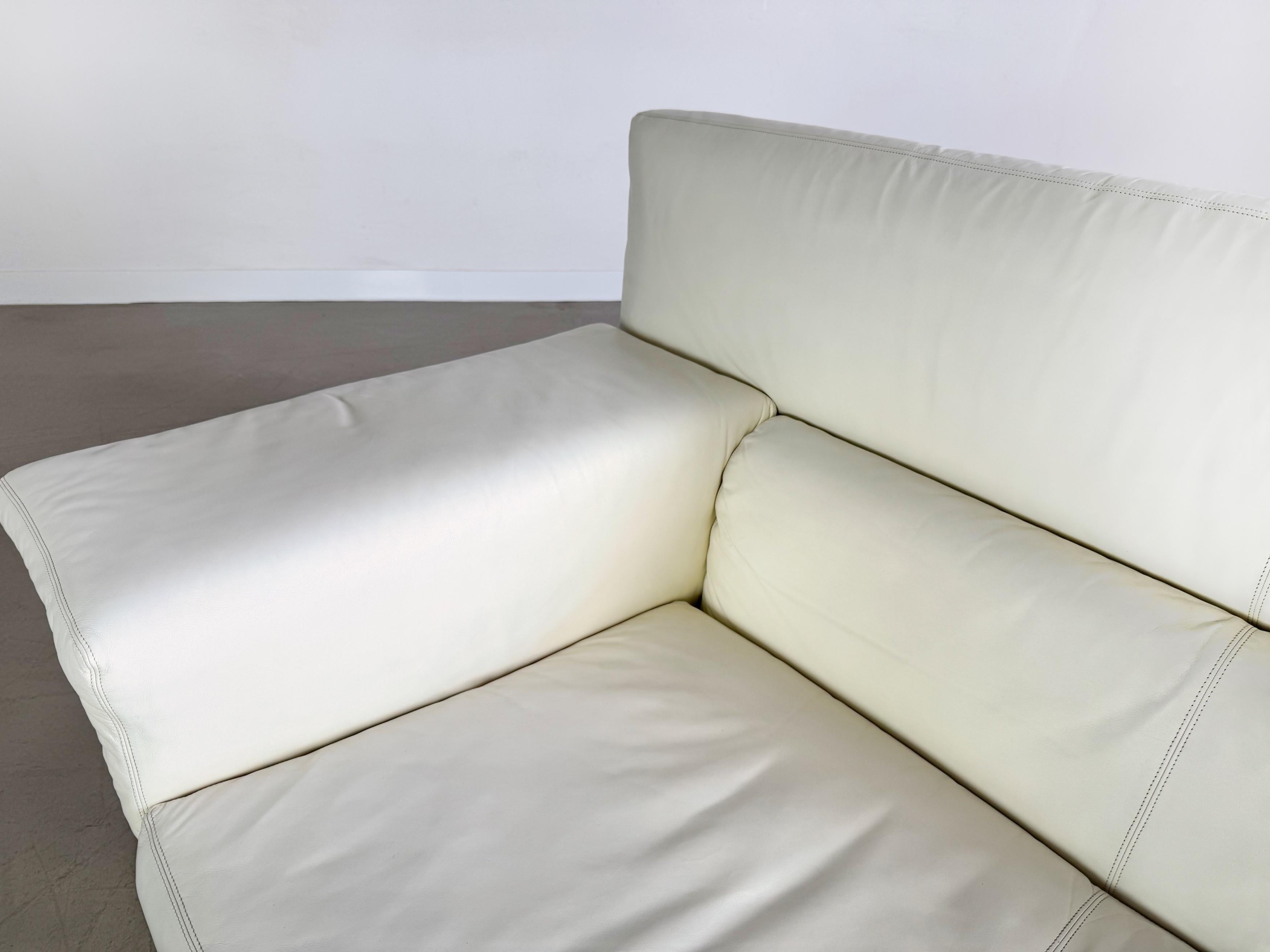 Original Knoll Brigadier Zweisitzer Leder weiß Cini Boeri 1980 Alemán en venta