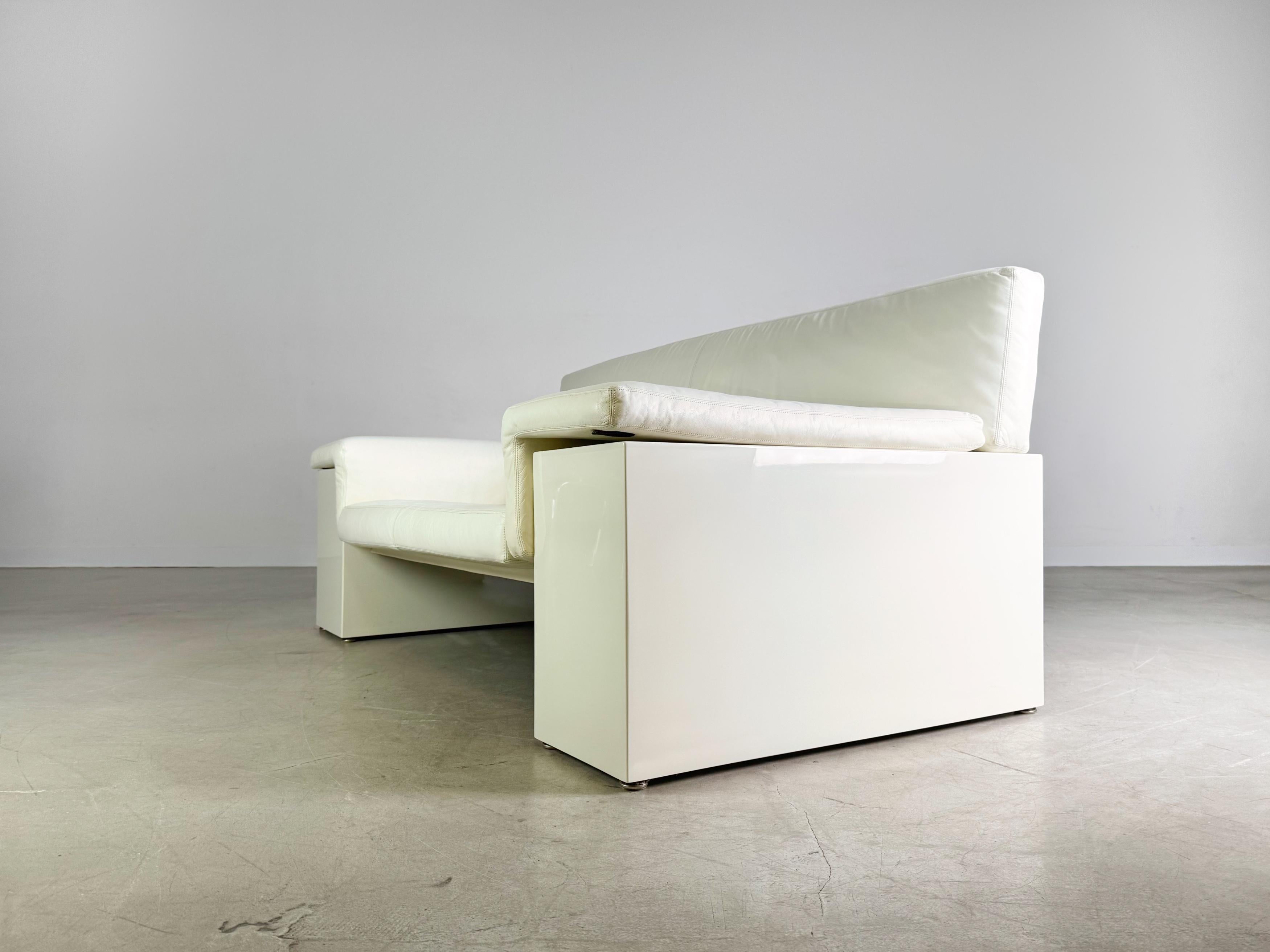 Original Knoll Brigadier Zweisitzer Leder weiß Cini Boeri 1980 Moderno de mediados de siglo en venta