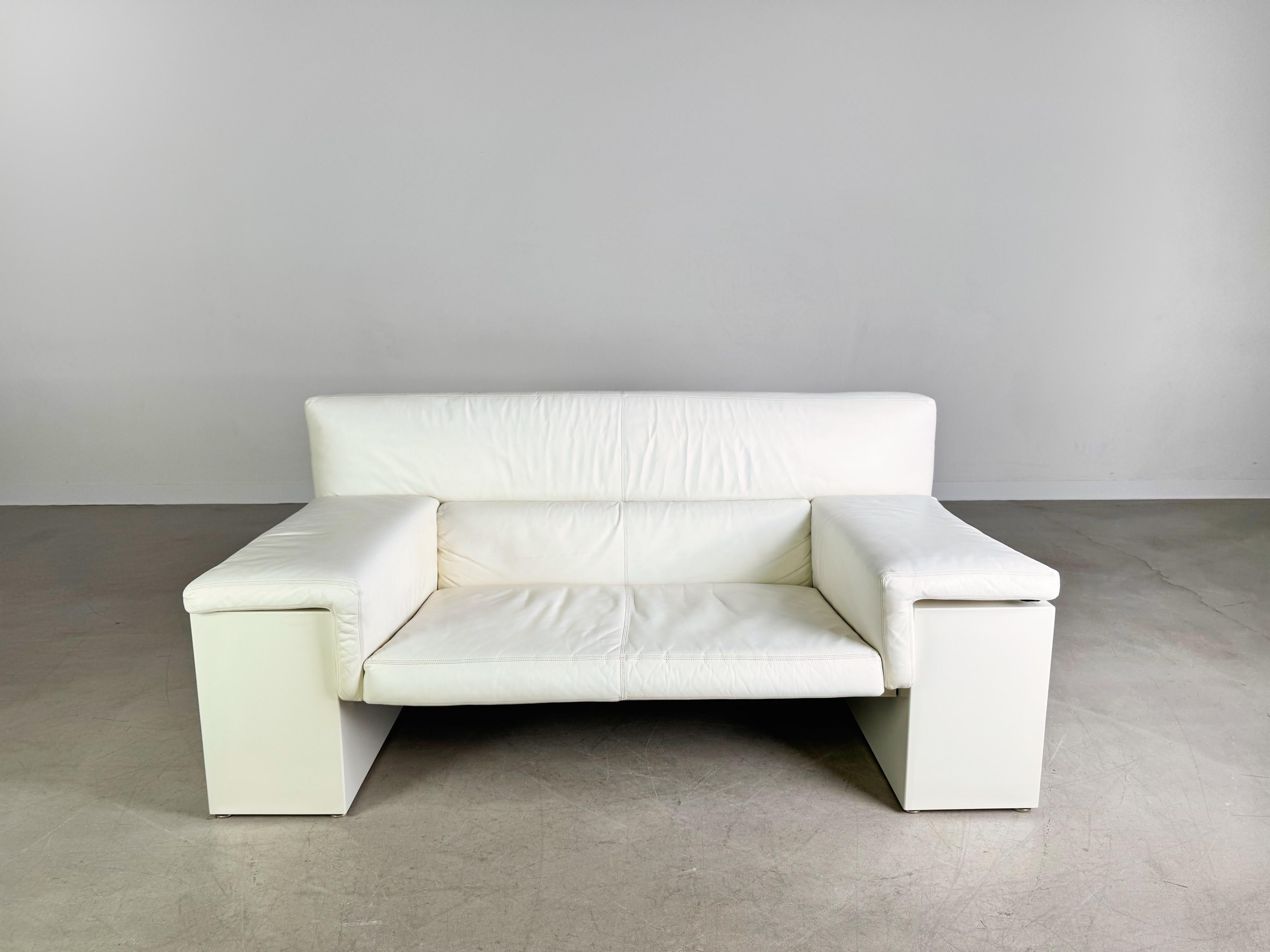 Original Knoll Brigadier Zweisitzer Leder weiß Cini Boeri 1980 en Bueno estado para la venta en Berlin, DE