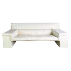 Original Knoll Brigadier Dreisitzer Leder weiß Cini Boeri 1980