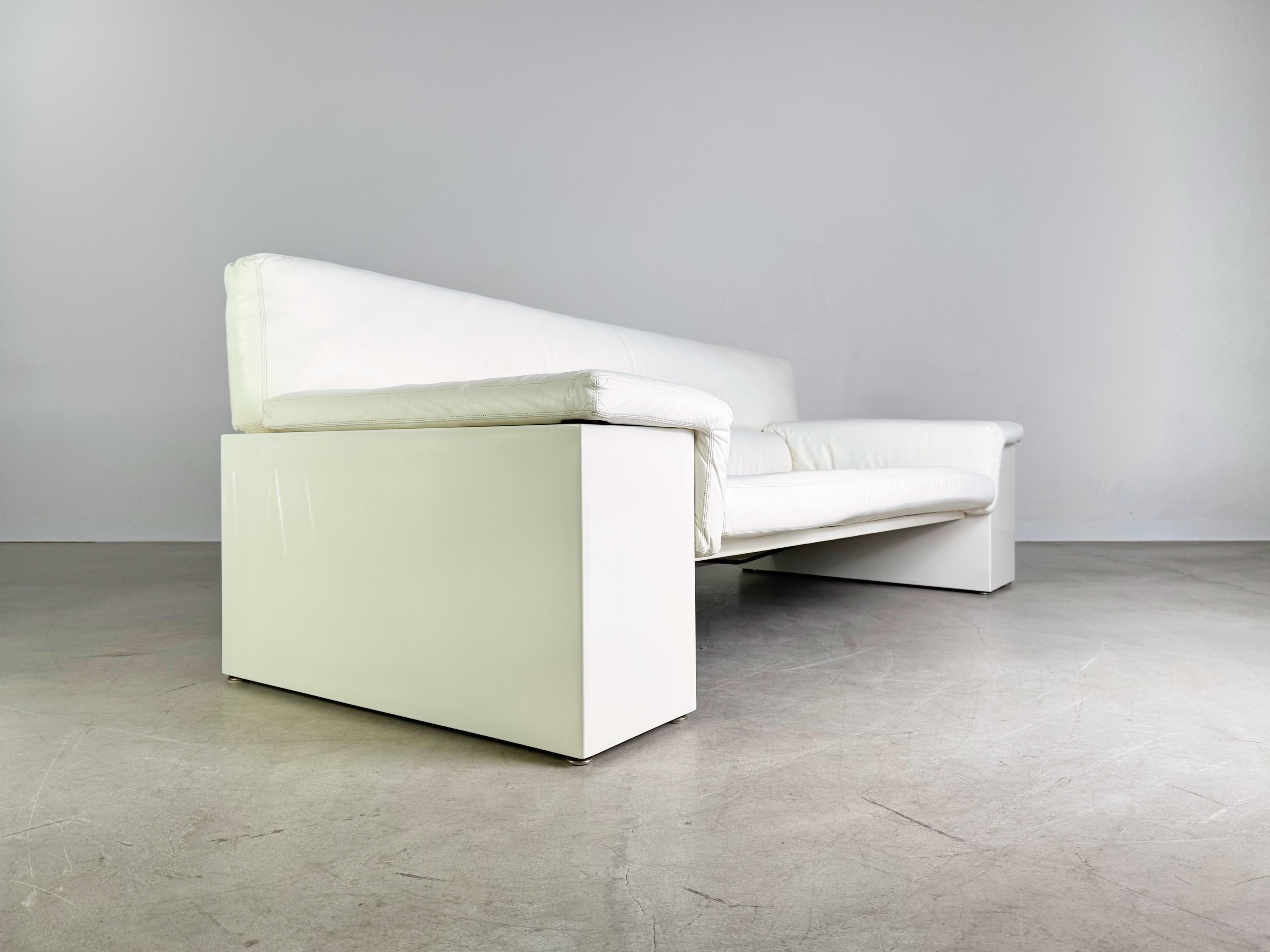 Original Knoll Brigadier Dreisitzer Leder weiß Cini Boeri 1980 Alemán en venta
