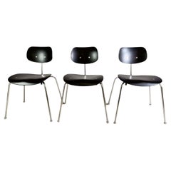 3er Set Egon Eiermann SE68 Midcentury Stühle Wilde+Spieth schwarz