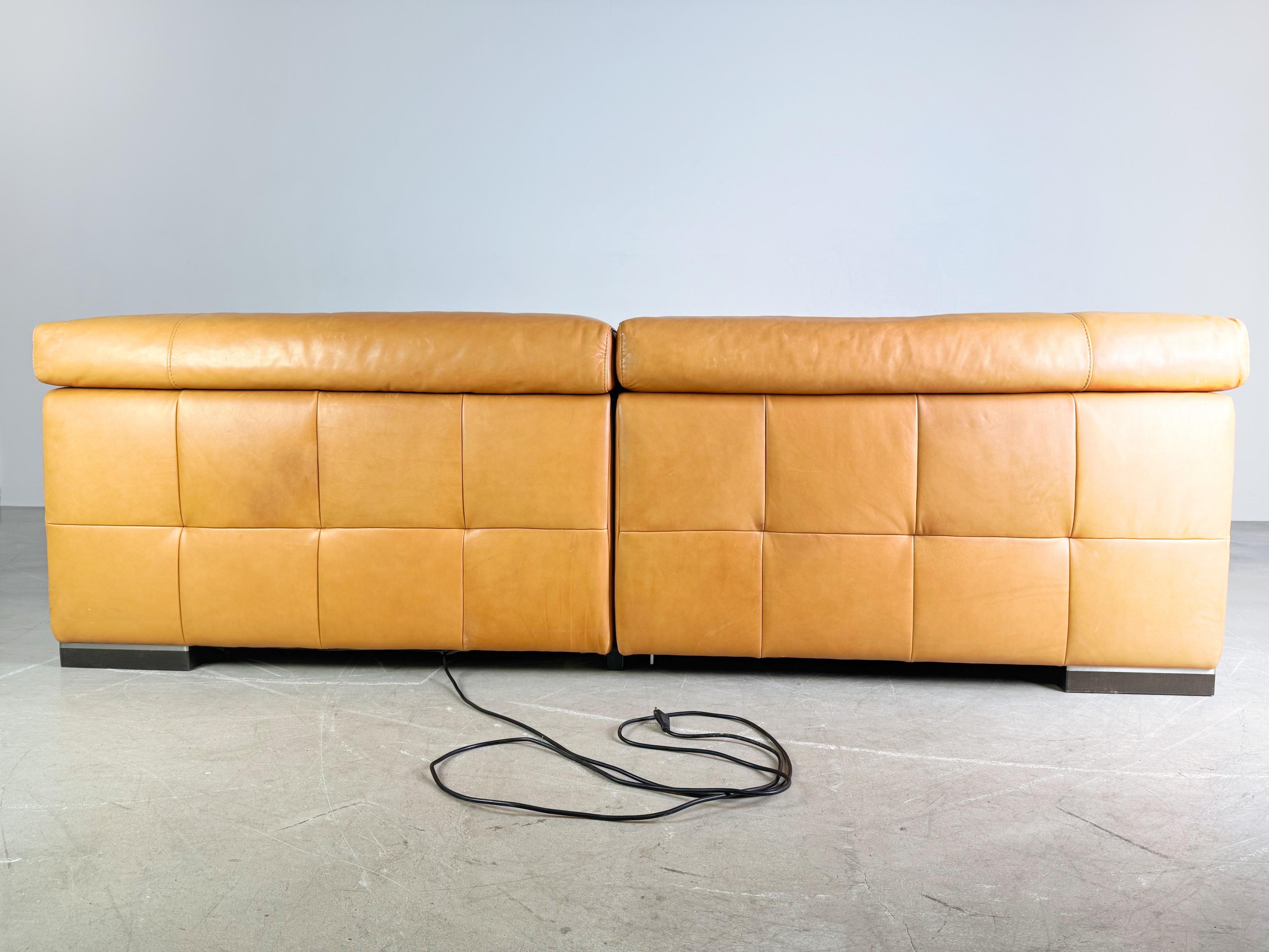 Original Natuzzi Sofa Couch Siena Cognac braun Leder Design For Sale 1