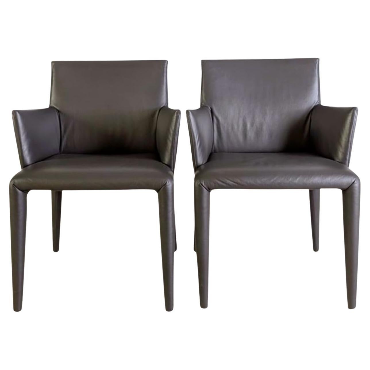 2er Set B&B Italia Stühle Vol Au Vent Leder Stuhl Mario Bellini
