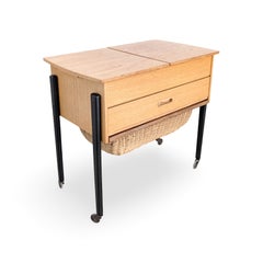 Original Midcentury Beistelltisch Nähwagen Nussbaum 1960 Vintage