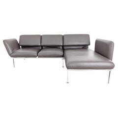 Original Brühl Roro Sofa Eckcouch Leder small Design grau