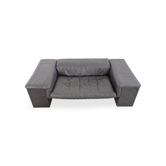 Knoll Brigadier Zweisitzer, Leder schwarz, Cini Boeri, flache Rückenlehne