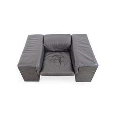 Knoll Brigadier-Sessel, Leder schwarz, Cini Boeri, flache Rückenlehne, 1980
