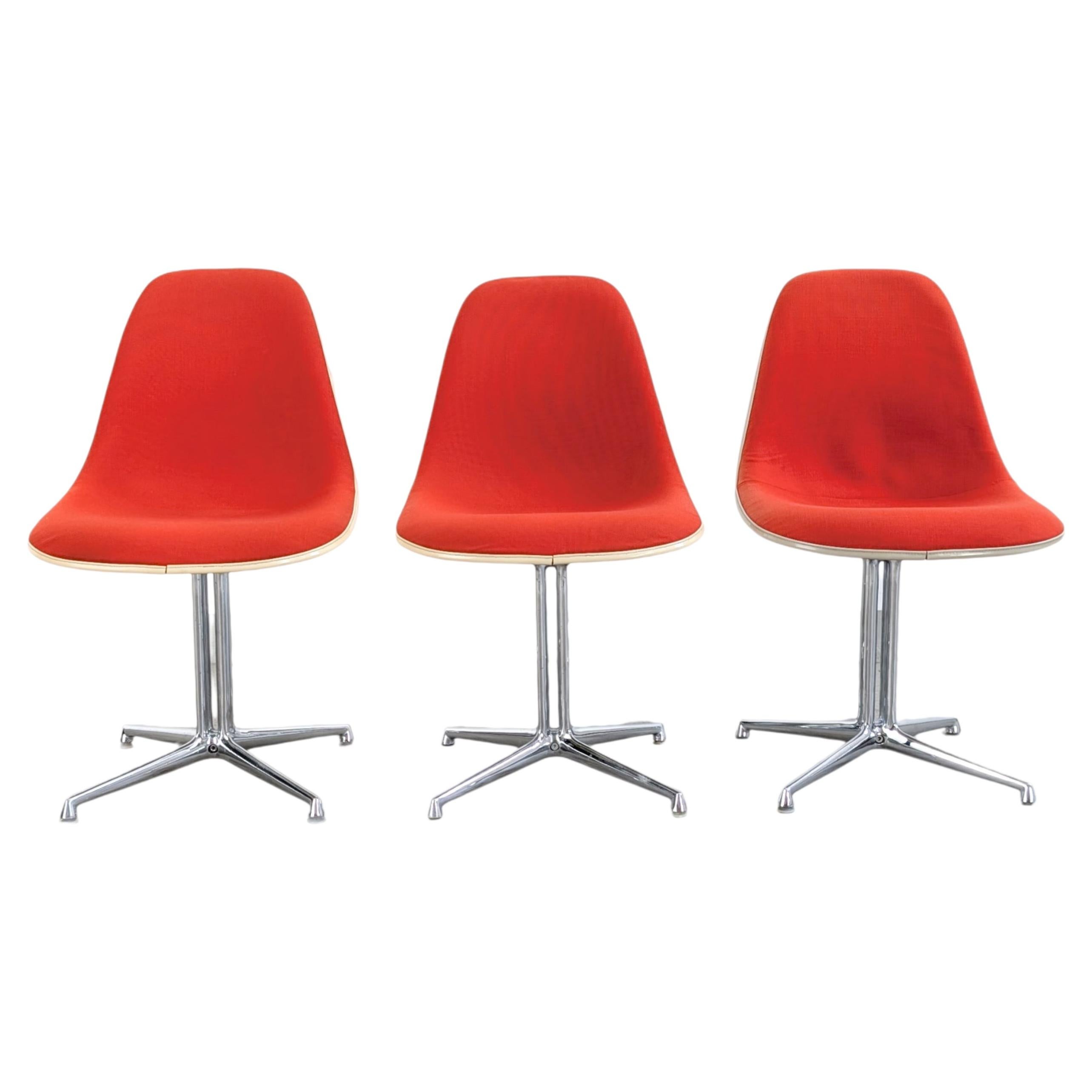 Pre-owned Herman Miller 3er Set La Fonda St�hle  Charles Eames Fiberglas In Red