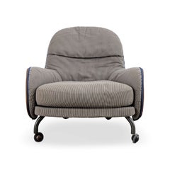 Sillón DePadova original con reposapiés, diseño de Vico Magistretti, en piel, 1980