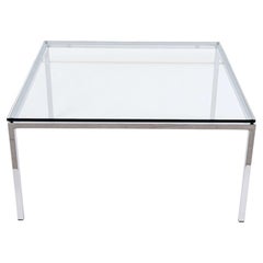 Knoll Vintage Couchtisch Glas Chrom 70er quadratisch 75x75