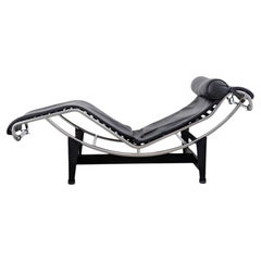 Chaise originale Cassina LC4 Liege Le Corbusier in pelle nera
