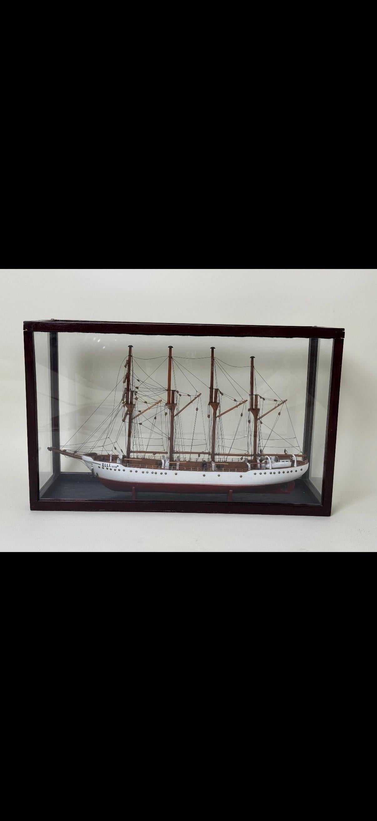 Sailing Training Ship Full-Rigged Ship Elli in the Display Case 1958 Denmark For Sale 11
